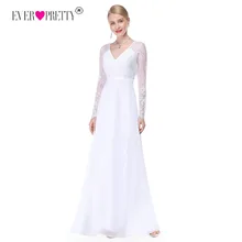 Свадебные платья Ever Pretty Illusion с длинным рукавом, кружевные трапециевидные Простые Свадебные платья с v-образным вырезом Vestido Noiva Praia Casamento