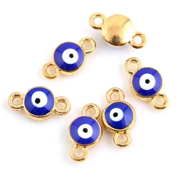 

10pcs Enamel Eye Charm Connectors For Bracelet Gold Plated DIY Jewelry Making Accessories 8x14mm