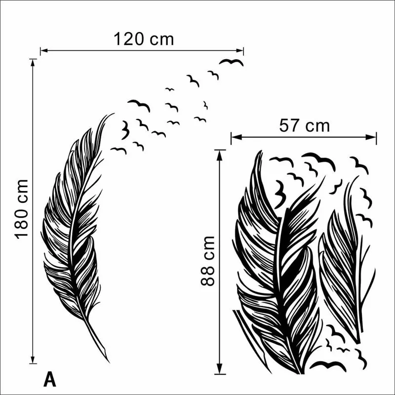Летающие перья наклейки на стену украшение гостиной и спальни 8408. Diy виниловые adesivo de paredes наклейки для дома художественные плакаты бумаги 3,5
