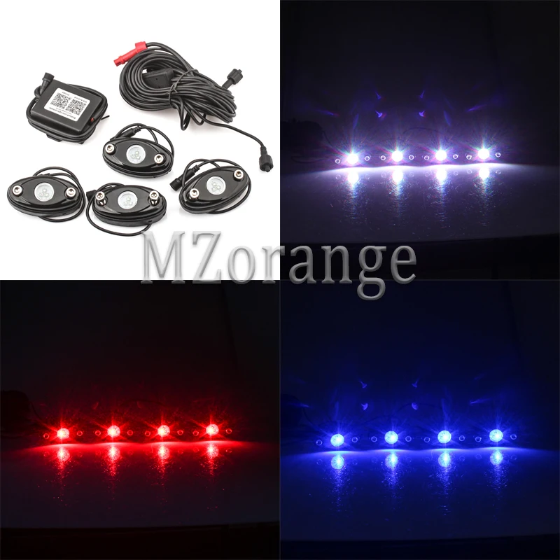 

Car Accessories 9Wx4 12V/24V 4 LED Work Light Change Color By Mobile Bluetooth Off Road For Camper Truck ATV SUV Car-styling