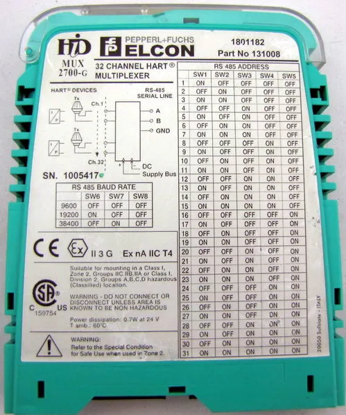 

Pepperl Fuchs Hid Mux 2700-G 32 Channel Multiplexor Part No 131008