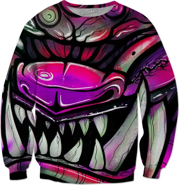 

Graffiti Guardian Sacred Foo Dog God Crew Neck Sweatshirt 3D Print Hip Hop Hoodies Crewneck Pullover Hoodie 4XL