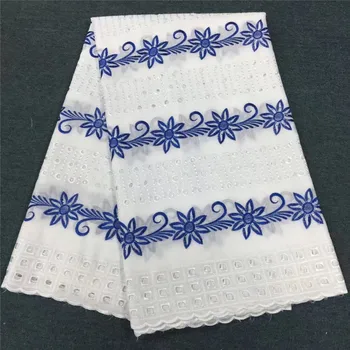 

Blue Nigerian Swiss Voile Cotton Lace Fabric 2018 African Swiss Voile Lace In Switzerland High Quality Swiss Dry Lace For Party