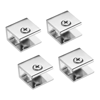 

Uxcell 4Pc Zinc Alloy Two Hole Single Hole Glass Clamps Shelves Support Furniture Hardware Glass Shelf Bracket For 8-12mm Chrome
