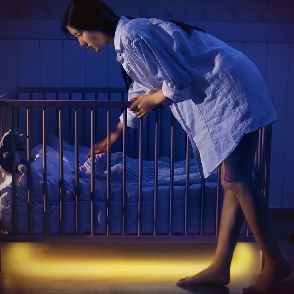 Движение Активированный кровать светодиодный свет ночи с движения Сенсор автоматическое отключение таймера Для детей Звездная ночь шкаф