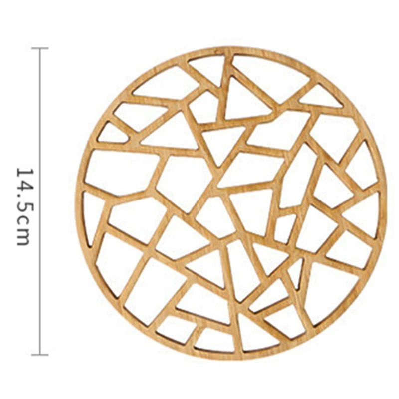 CSS настольная подстилка, деревенский бамбуковый полый круглый коврик для чайной чашки с горячей изоляцией, винтажный художественный кухонный аксессуар