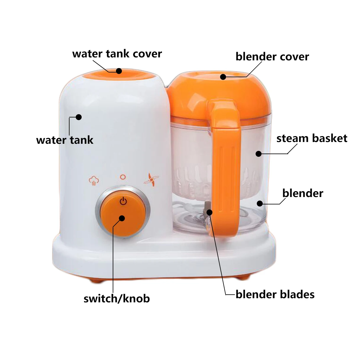 AC 200-250V Electric Baby Food Maker Toddler Blenders Steamer Processor BPA Free All In One Food-Graded PP EU Steam Food Safe