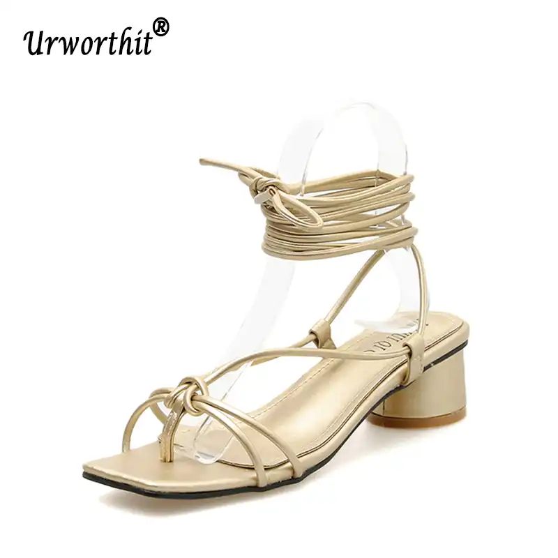 gold low heel sandal