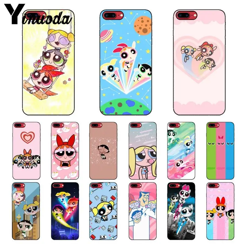 

Yinuoda The power puff girls Black TPU Silicone Phone Case Cover for Apple iPhone 8 7 6 6S Plus X XS MAX 5 5S SE XR Mobile Cases