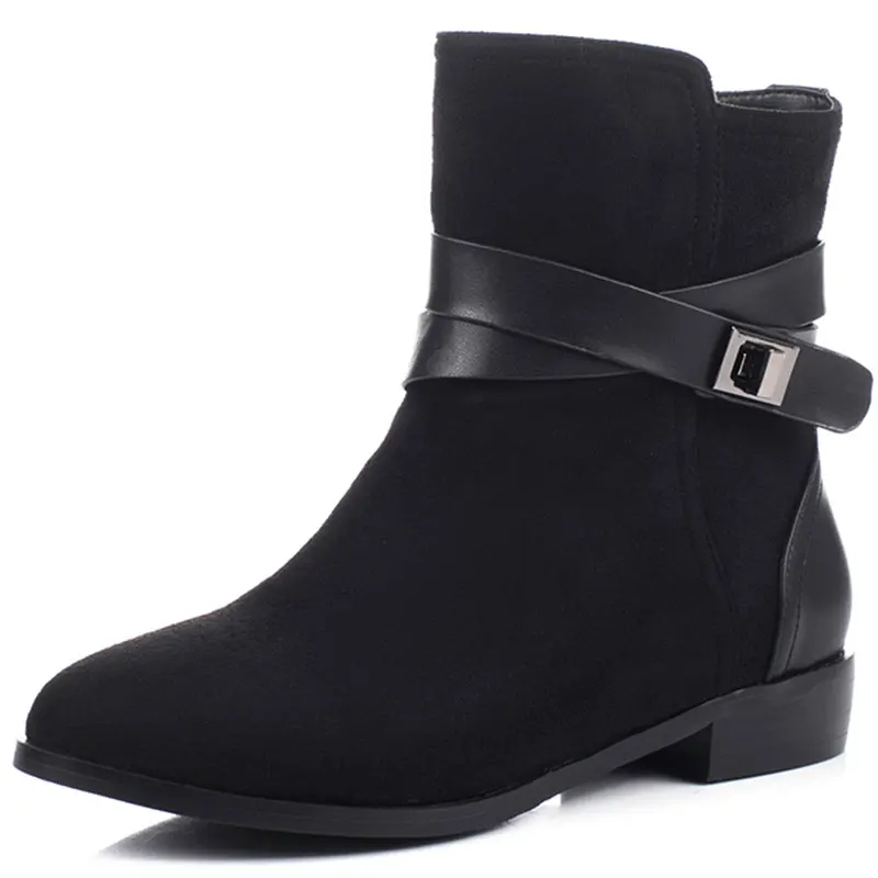 

NEW 2016 Nubuck Med Square Heel Women Boots Platform Zipper Shoes Woman Winter Ankle Boots For Women Leather Comfortable ZT653