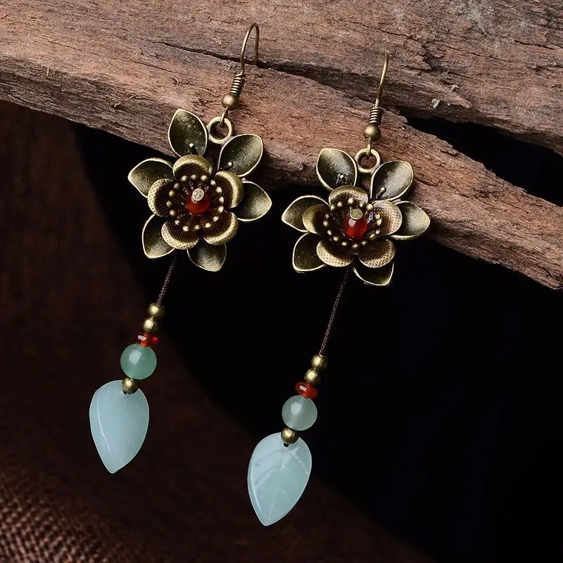 

Wuduo Chinese Homemade Handmade Ethnic Jewelry Ethnic Wear Women Flower Drop Earrings For Women Vintage Earrings