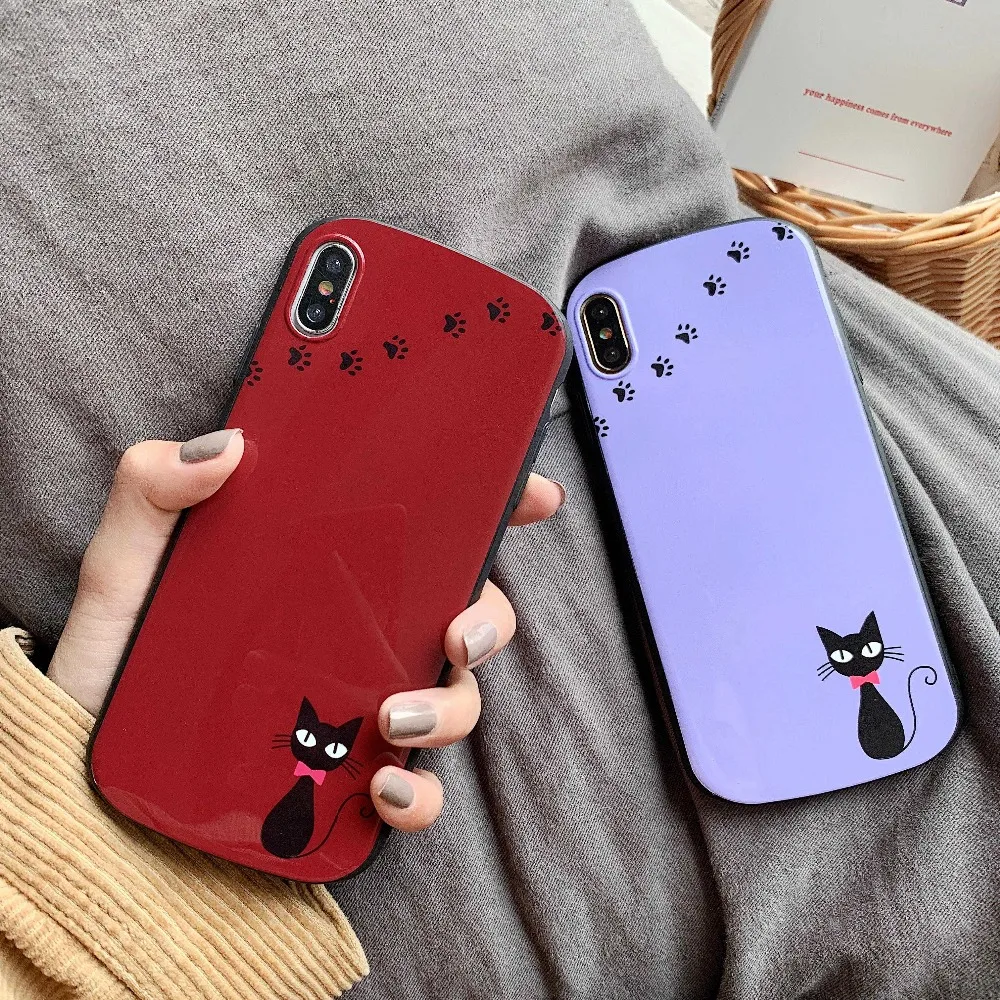 

cute elegant cat phone case for Iphone 6 6S 7 8 Plus X XR XS MAX silicone circular arc phone back cover fundas capa cases
