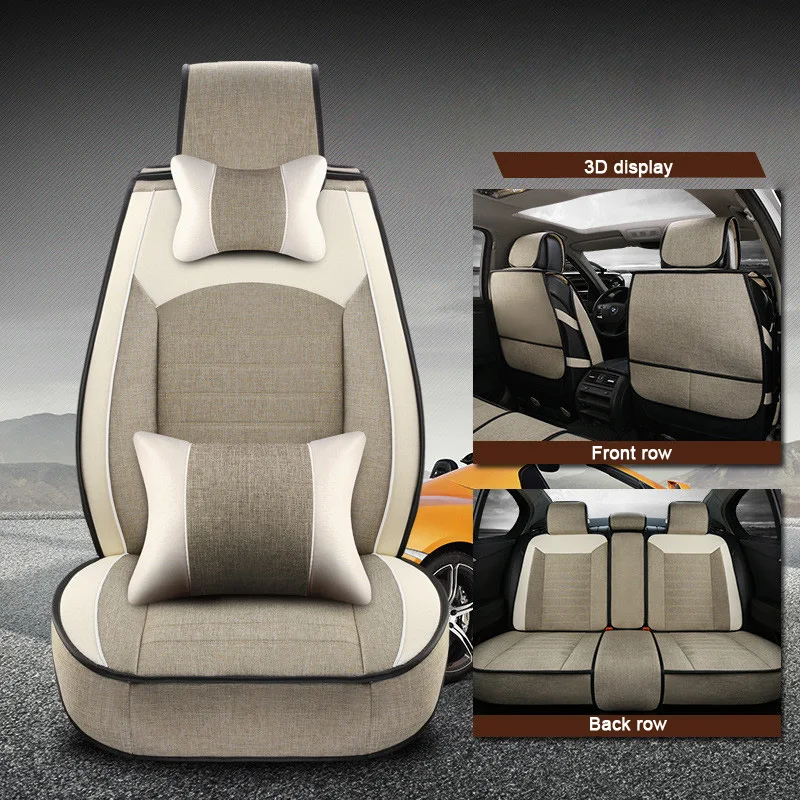 

3D Linen Car Seat Covers Four Seasons Universal Car Seat Cover Cushion For Fit Most Vehicles Auto Interior Accessorie