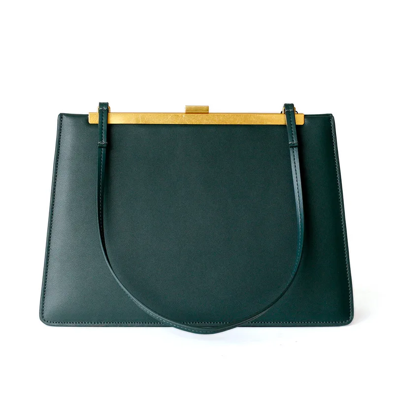 

Women's new versatile leather bag Fashion simple leather large-capacity handbag Cross-section square lock tote bag