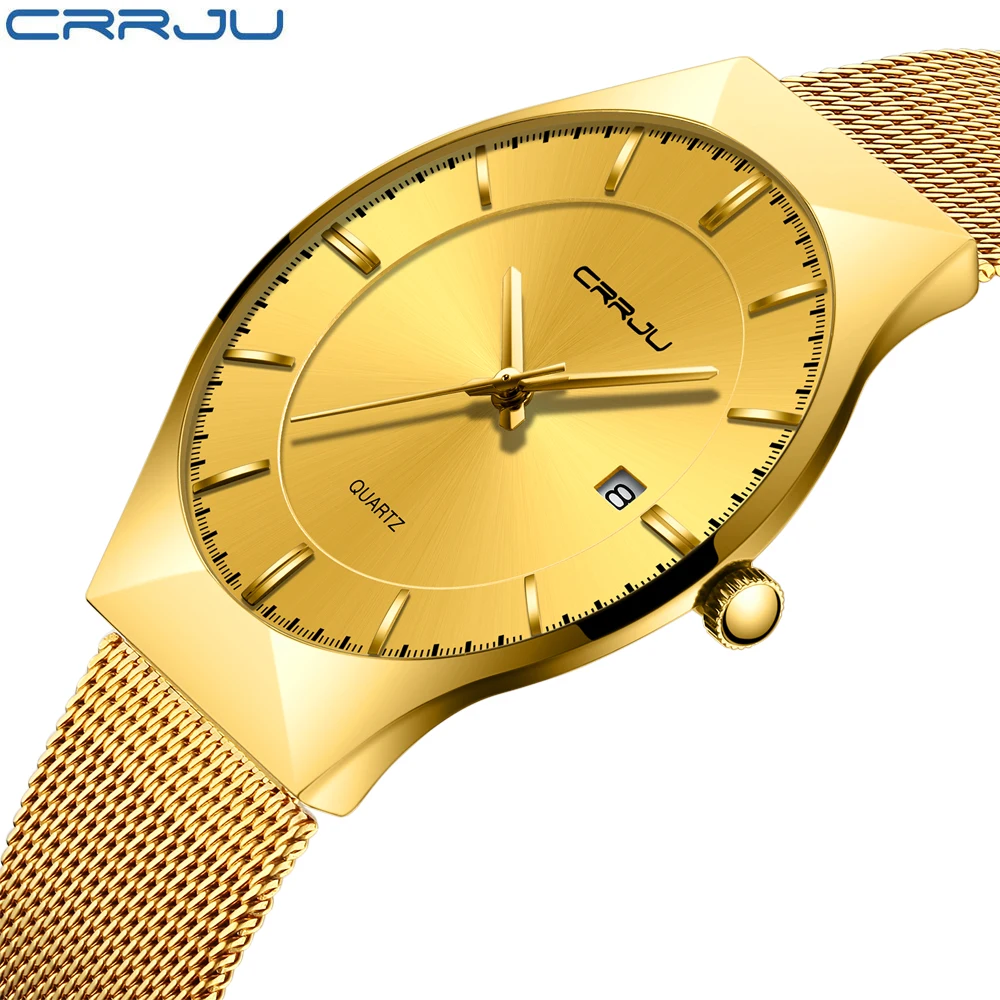 CRRJU New Top Luxury Watch Men Brand Men's Watches Ultra Thin Stainless
