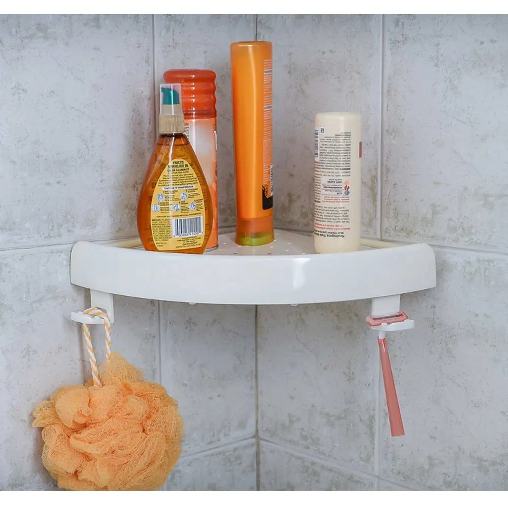 Corner Storage Rack Holder Shelves —Bathroom Punch-free Corner Snap Up Shelf