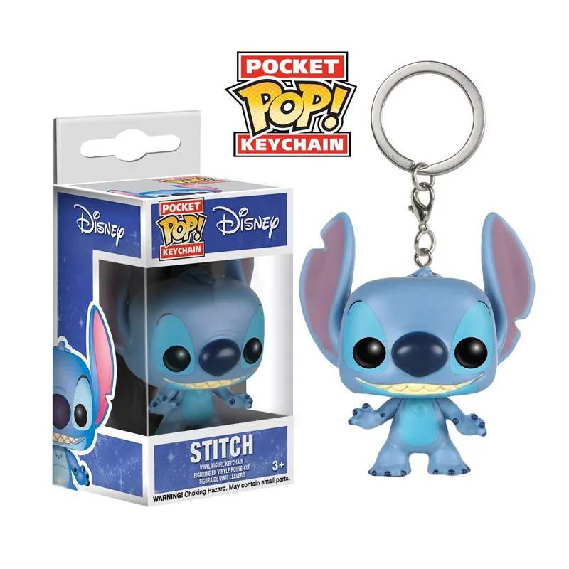 FUNKO POP Cute Cartoon Pocket Keychain Maleficent Tinker Bell Ariel Stitch Lilo Action Figures Toys for children birthday gift