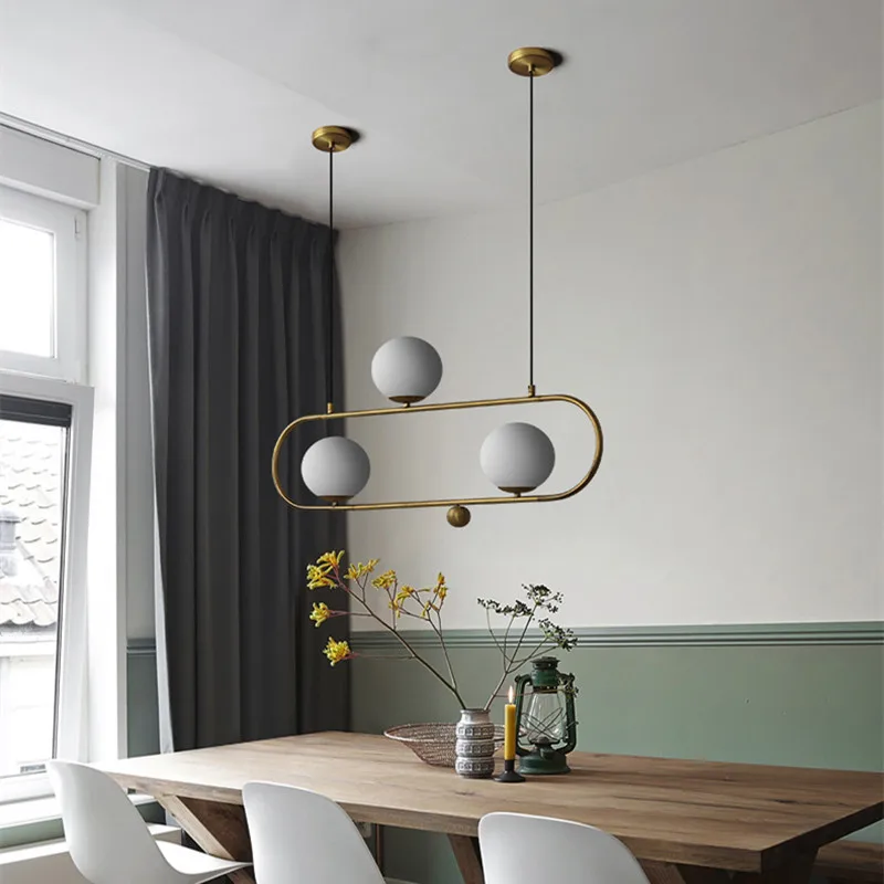 Industrial Style Art Swing Buckle Design Pendant Light Nordic Retro Glass Ball Restaurant Parlor Coffee Shop Light Fixtures