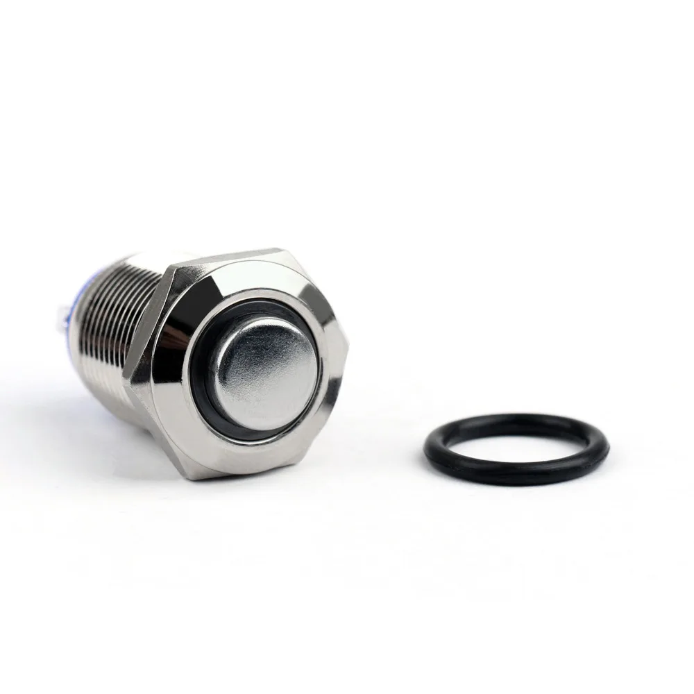 

Areyourshop 4 Pin 12mm 3V Push Button Switch Blue/Green/Red LED Light Metal Push Button Momentary Sw