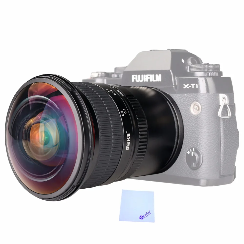 Объектив «рыбий глаз» Meike 8 мм f/3,5 Ultra HD для беззеркальной камеры Fujifilm X-Mount с APS-C/Full-Frame