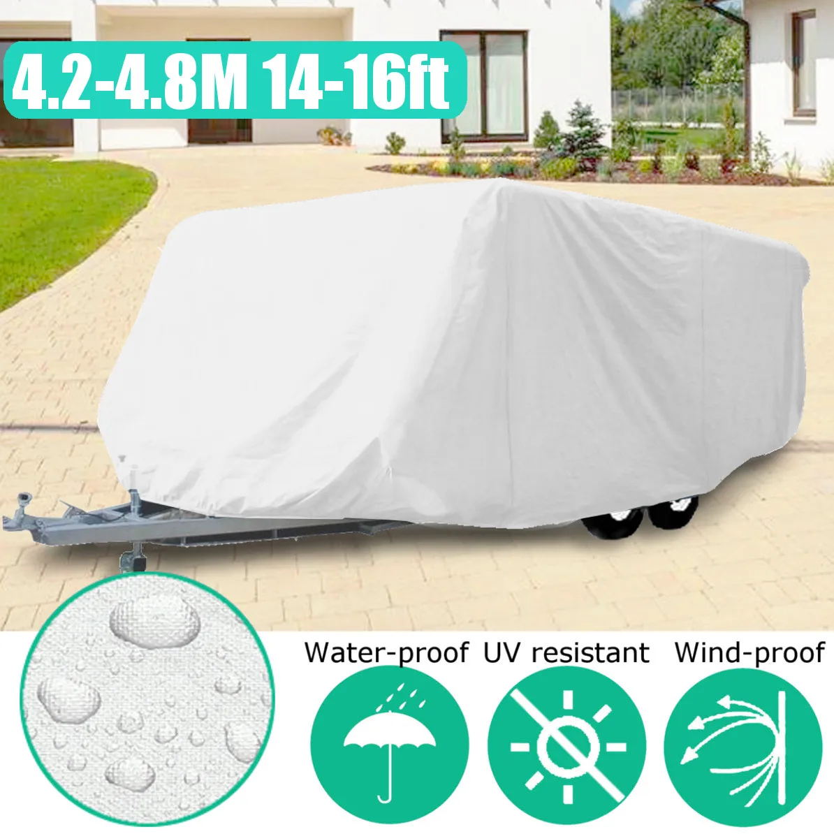 

14-16ft Pop Up Folding Waterproof Anti-UV C amper Tent Trailer Storage Cover With Fixed Ring