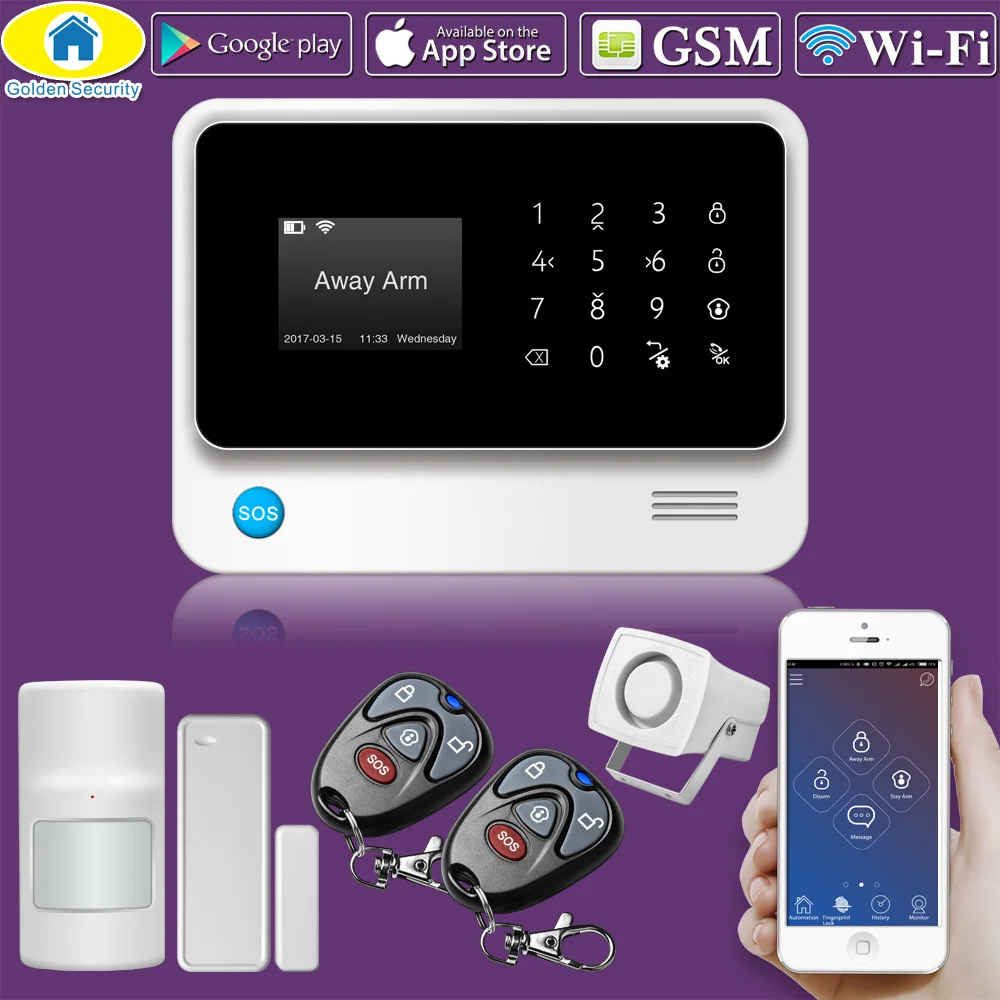 

G90B Wi-Fi GSM GPRS SMS Call Autodial Security Alarm System Personalise Alarm System IOS Android APP Control