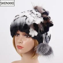 Женский зимний Настоящий мех кролика, шапка из натурального мягкого ручного вязаного меха кролика Рекс, женская теплая шапка из натурального меха кролика рекс