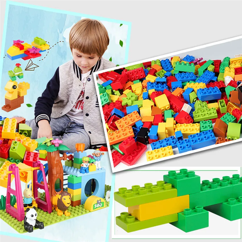 

72-260PCS Big Size Building Blocks DIY Bulk Bricks With Figure Accessories Compatible LegoINGlys Duploed Toys for Children
