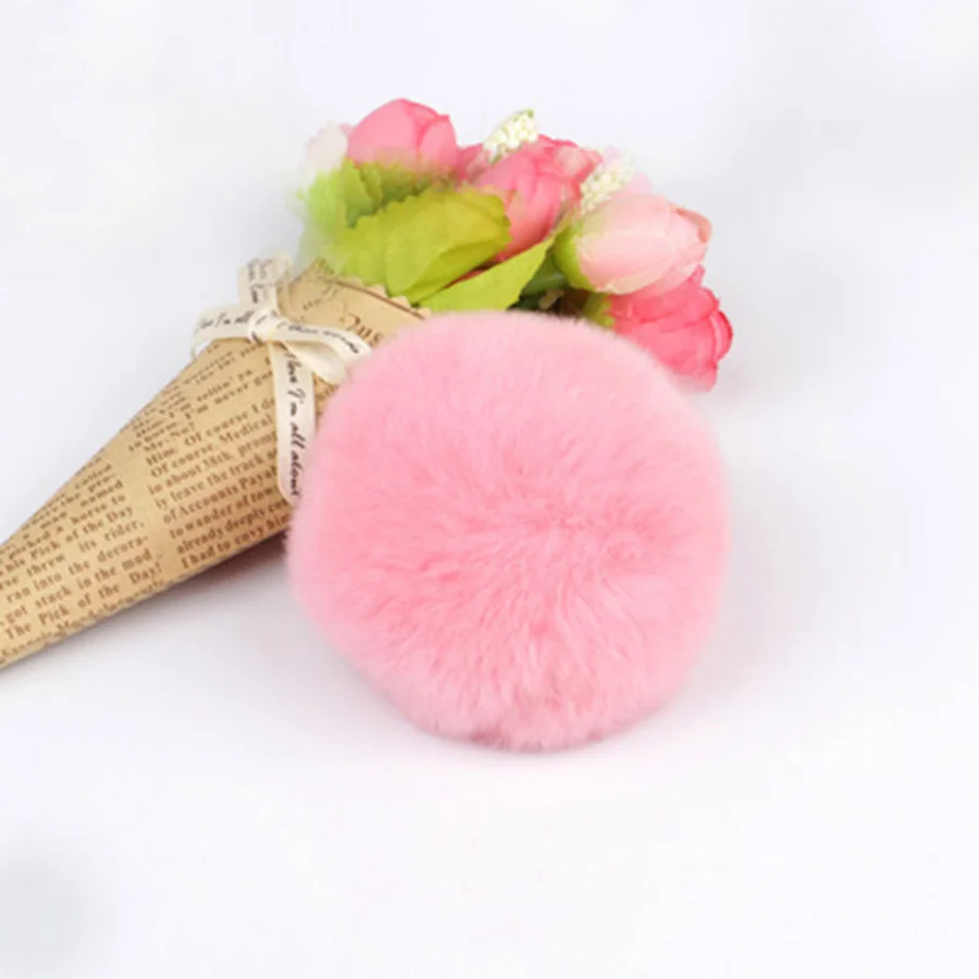 10 шт./партия, помпон из искусственного кролика рекс для DIY, плюшевая повязка для волос, шарфик, пушистый помпон, шар для обуви, сумки, красивое изделие 70 мм - Цвет: light pink