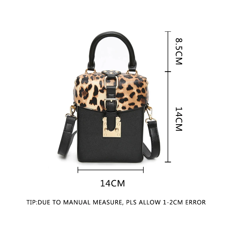Fashion Women Leopard Rivet Handbag INS Popular Hot Female Exquisite Shoulder Bags Mini Box Ladies Travel Handle Bolsa SS3484 (5)