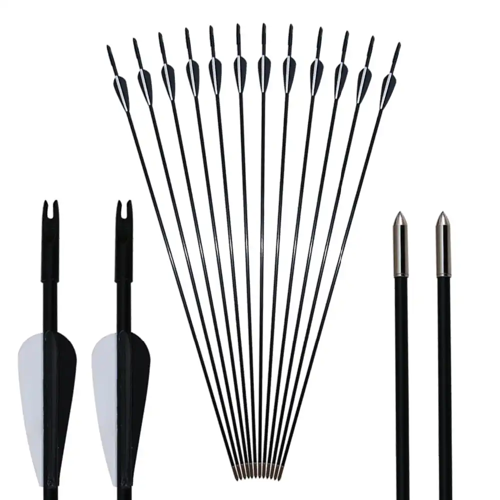 6pcs 31inch archery fiberglass arrows hunting nock proof