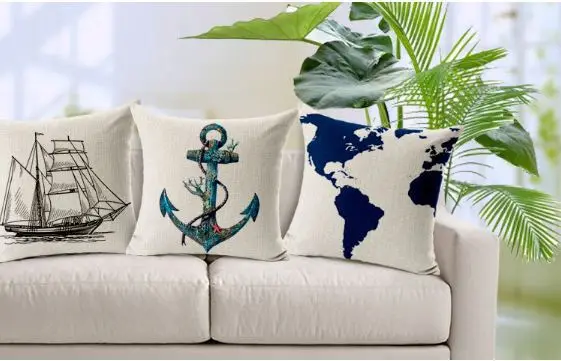 Nautical Cushion Cover Decorative Designer Throw Pillows Sofa Nautical Cushion Cover Decorative Designer Throw Pillows Sofa Pillowcase Couch Home Decor Shabby Chic Vintage Cotton