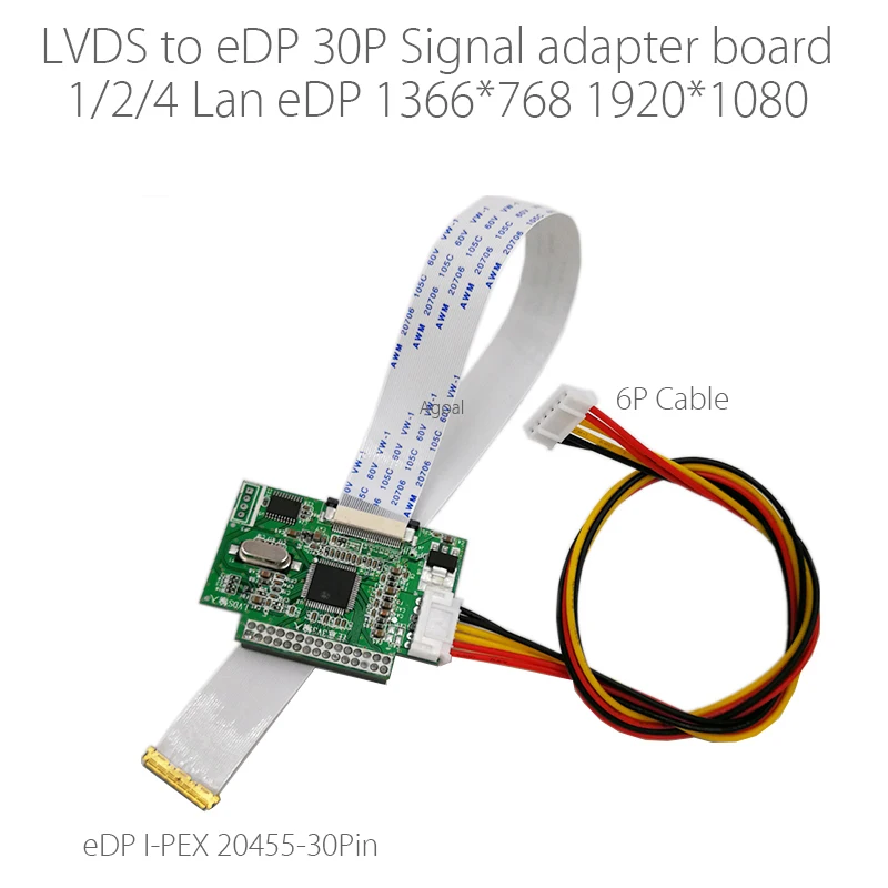 

3.3V 30 Pin LVDS Turn To EDP Signal LCD Converter Conversion Controller Board for 1920x1080 1366x768 EDP LCD Display Panel