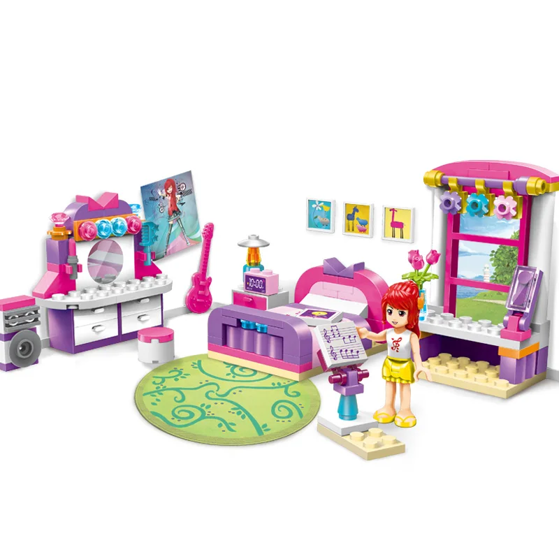 

Models building toy Enlighten 2001 Cherry Bedroom Blocks Building Blocks compatible with lego friends toys & hobbies