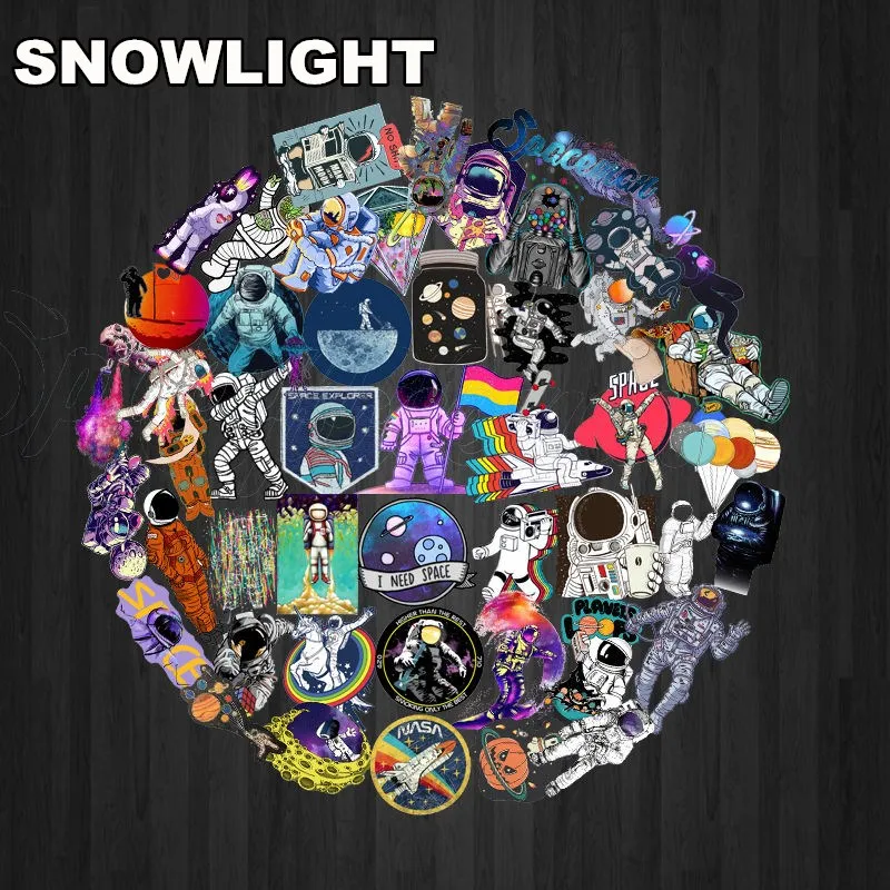 50PCS/lot Outer Space Stickers Toys for Children Alien UFO Astronaut Rocket Ship Planet Sticker to DIY Scrapbooking Skateboard