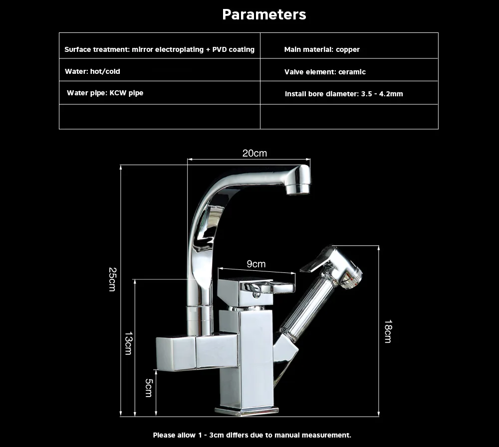 Multifunctional Cold / Hot Kitchen Water Faucet with Pull-down Sprayer