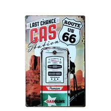 Американский маршрут 66 АЗС пластина из металла наклейки в ретро стиле Винтаж бар домашний кофе, wall-Art Декор Ретро Постеры-таблички 20x30 см