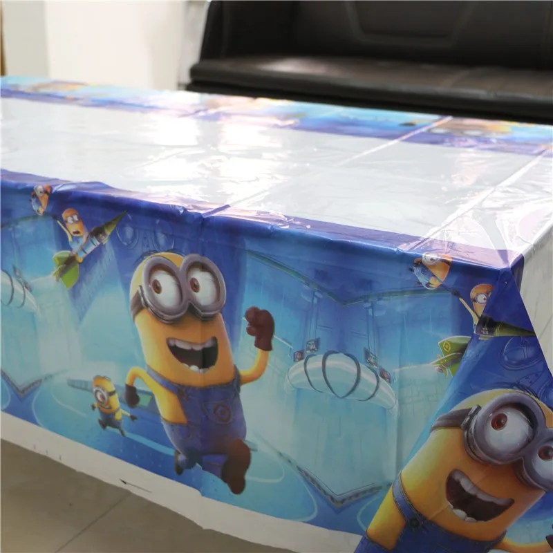 

kids minions plastic tablecover birthday party supplies cartoon disposable tablecloth/map 1pcs 108*180cm