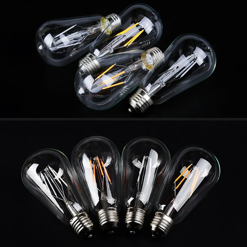 GreenEye 1~4Pcs Color Led Bulb Edison 220v E27 Filament LED Lamp Light ST64 Retro Green/Blue/Red/Pink/Warm/White Ampoule Lampara