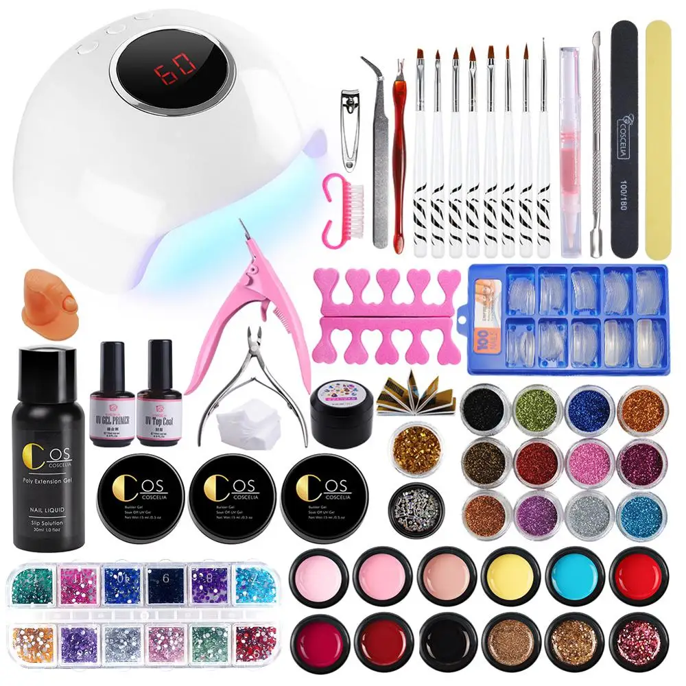 COSCELIA Acrylic Nail Kit With 24W Lamp UV Gel Manicure Set Tools For Manicure Set For Gel