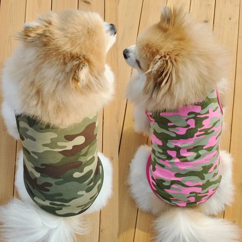 Камуфляжный жилет для маленьких собак, одежда для кошек, футболка, летняя одежда для щенков, XS-L