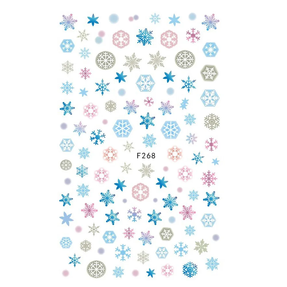1 шт рождественские наклейки для ногтей 3D обертывания наклейки Красочные Снежинки Дизайн Клей Маникюр слайдер украшения Советы JIF267-284 - Цвет: F268