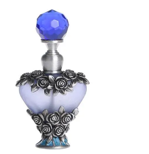 5ml blue retro graven metal and glass empty container refillable
