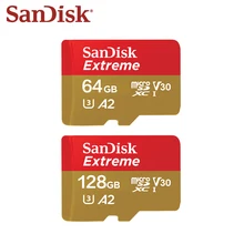 Карта памяти SanDisk Extreme SQXA 64 Гб 128 ГБ SDXC высокая скорость U3 A2 V30 для камеры 64 ГБ флеш-карта UHS-I карта Micro SD