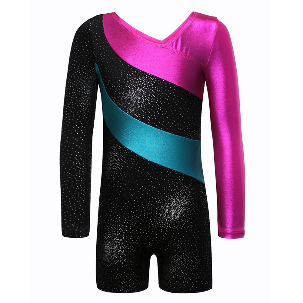 BAOHULU Long Sleeve Hot Stamping Leotard for Gymnastic Girls Biketard