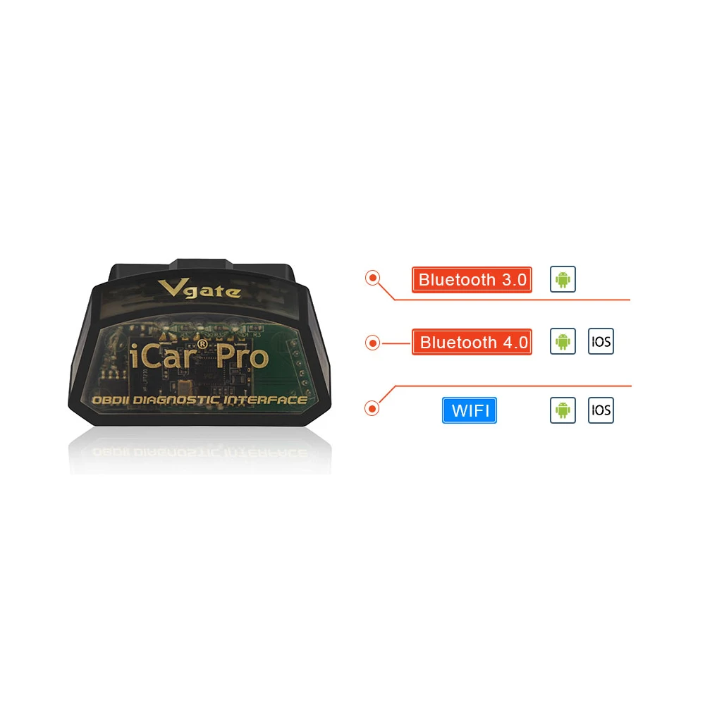 Автомобильный диагностический сканер OBD2 Vgate Icar Pro Bluetooth 3 0/4 0/Wi Fi для Android/IOS ELM 327