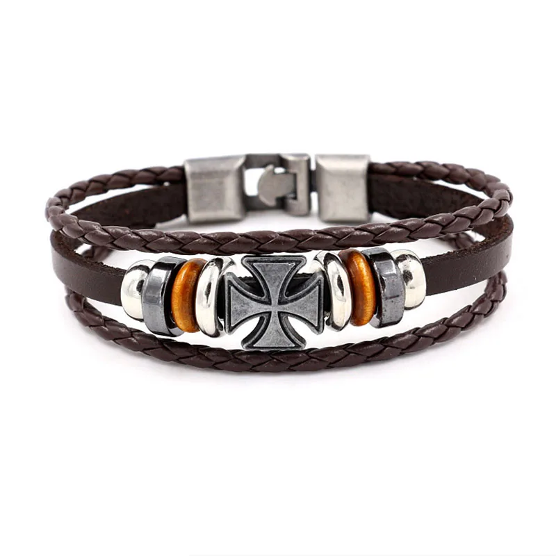 New Fashion Punk rivet Metal Heavy Chain MultiLayer Rivet Leather