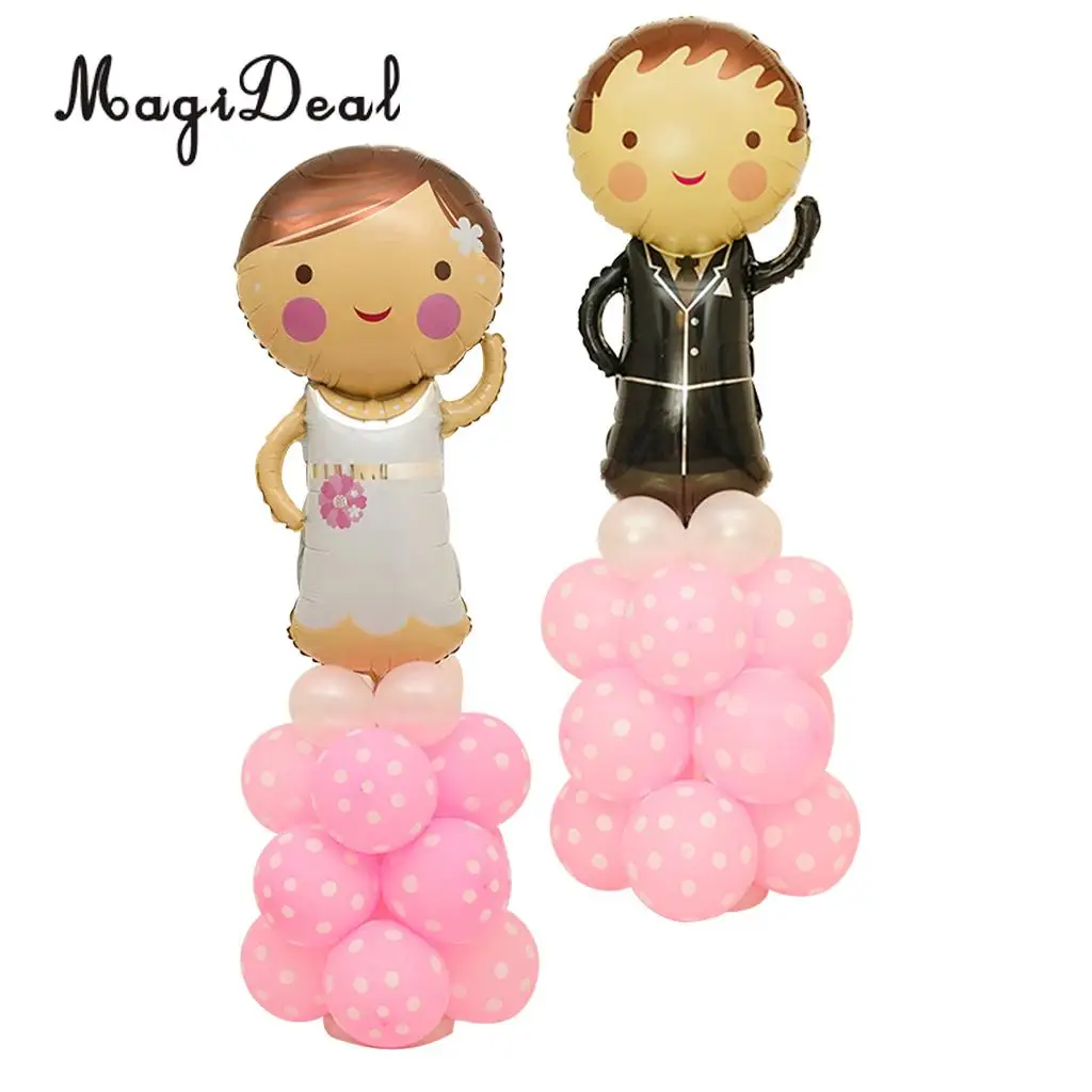 44pcs Bride Groom Balloon Column Base Stand and Pole Set Wedding Engagement Party Decor Photo Prop
