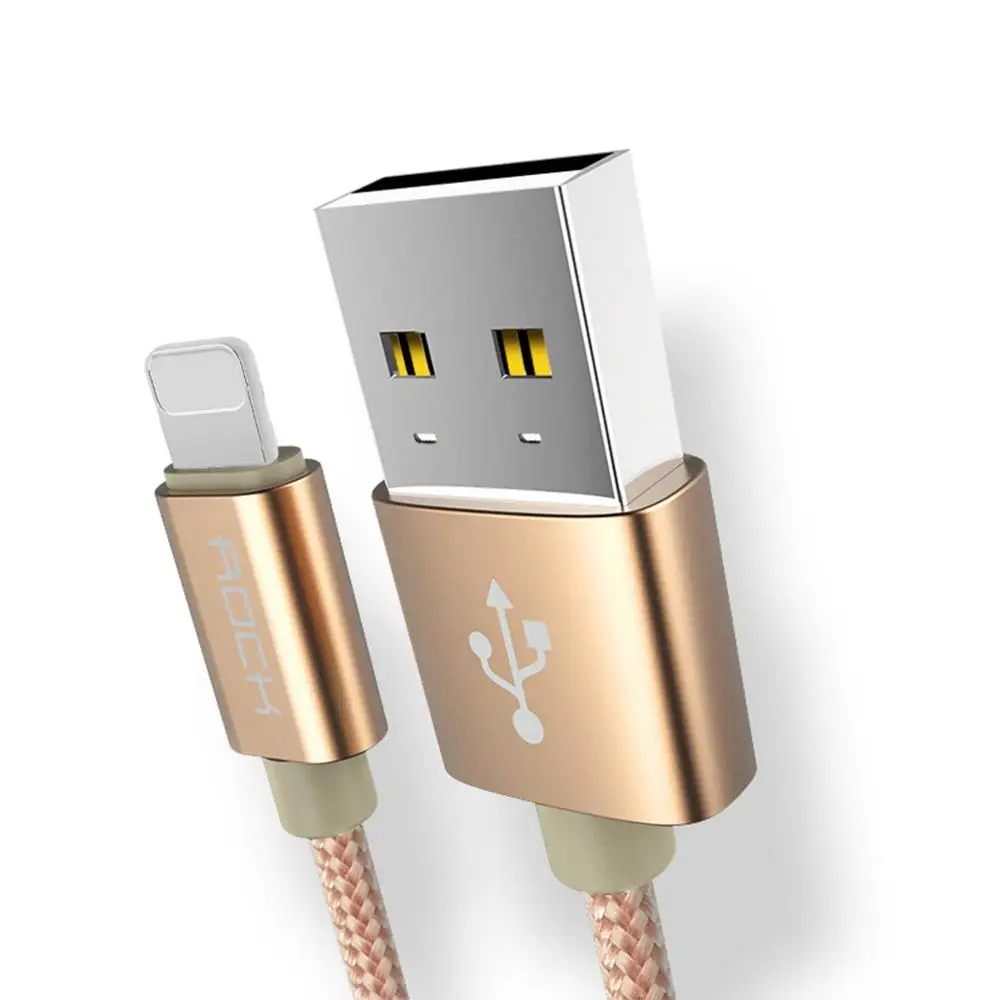 ROCK USB кабель для iPhone кабель для быстрой зарядки для осветительного кабеля для iPhone XS Max XR X 8 7 6 5 Plus iPad iOS - Цвет: Gold