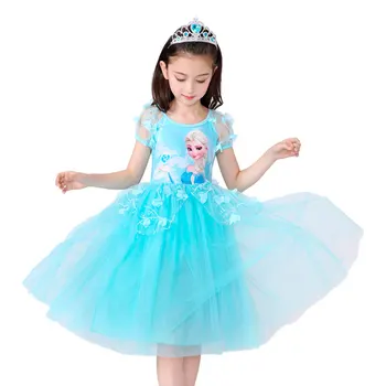 

Children Dress Frozen Elsa Princess Long Short Sleeve Dress Girls Clothes Children Day Performance Formal Dress Cosplay Costume